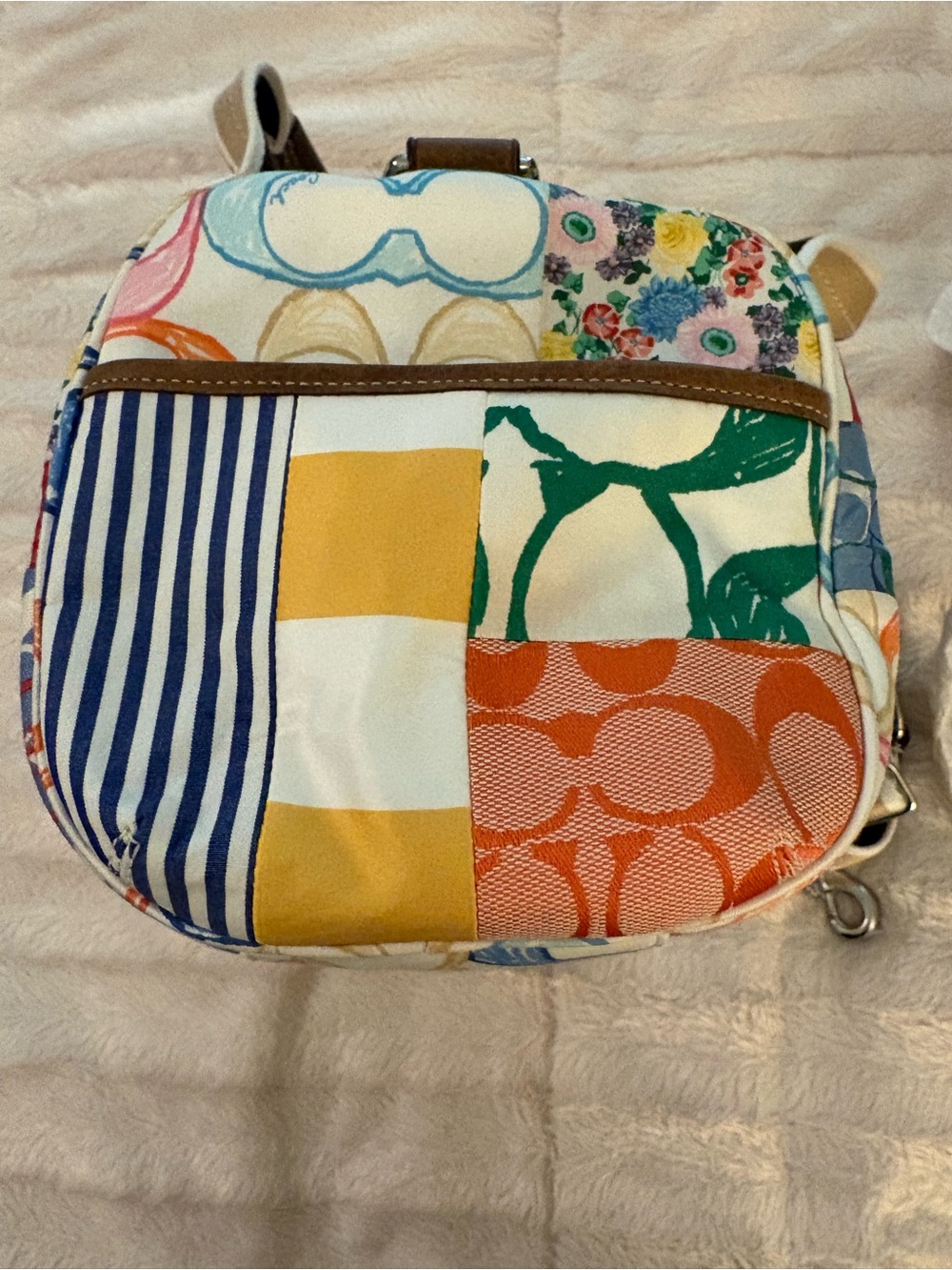Coach Multicolor Patchwork Canvas Travel Duffle with Beige Straps - Picture 7 of 10